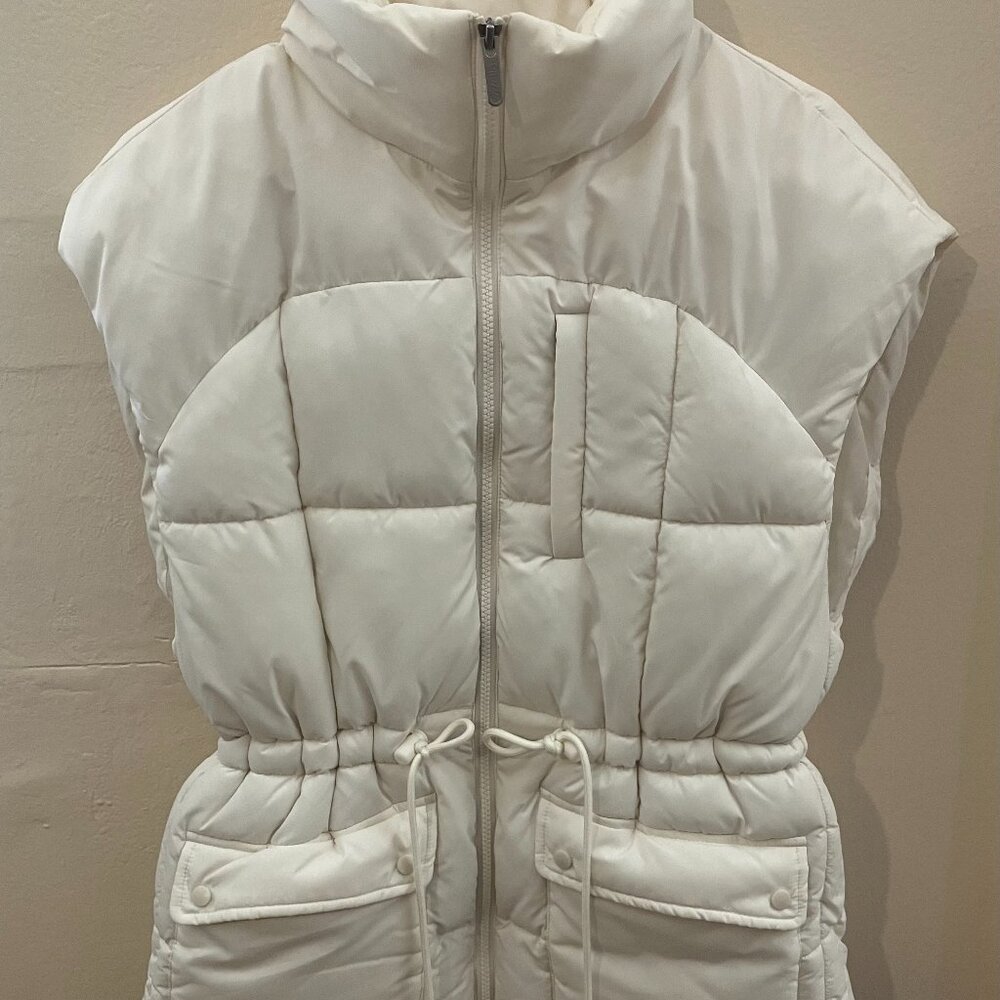 Zella White Adjustable Drawstring Waist Puffer Vest - Size Small